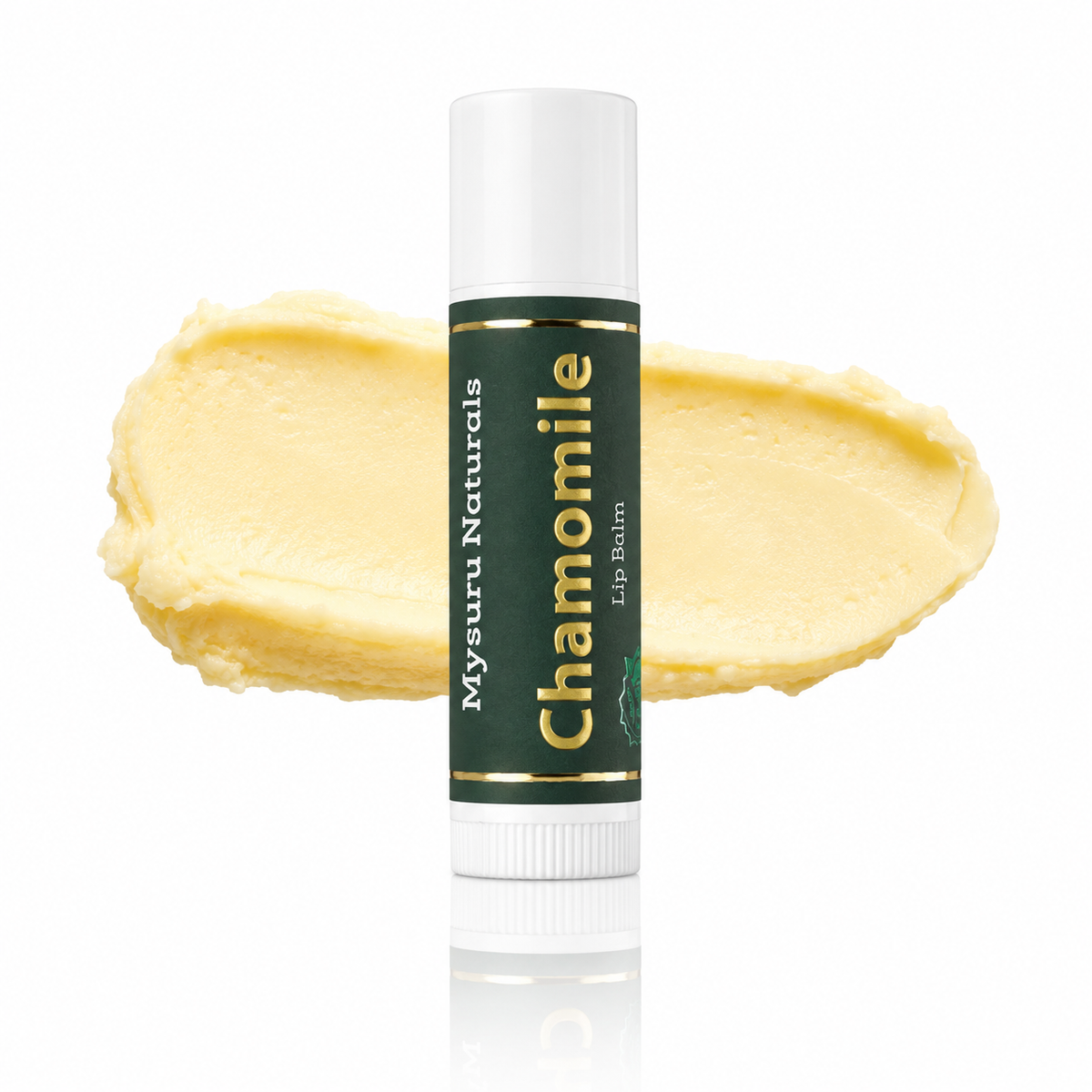Lip balm with 'mysuru naturals' branding on a white background