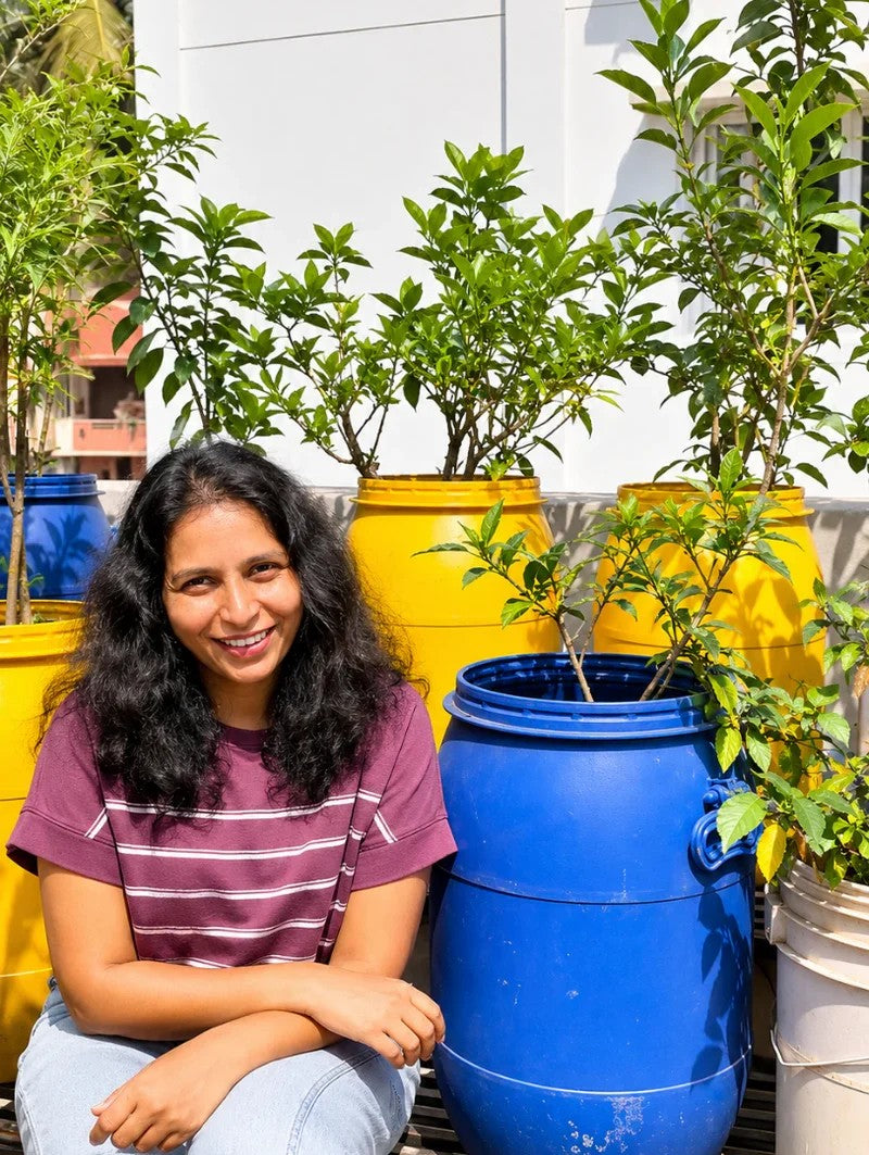 Rachita Janardhan, founder of Mysuru Naturals, with her terrace plants