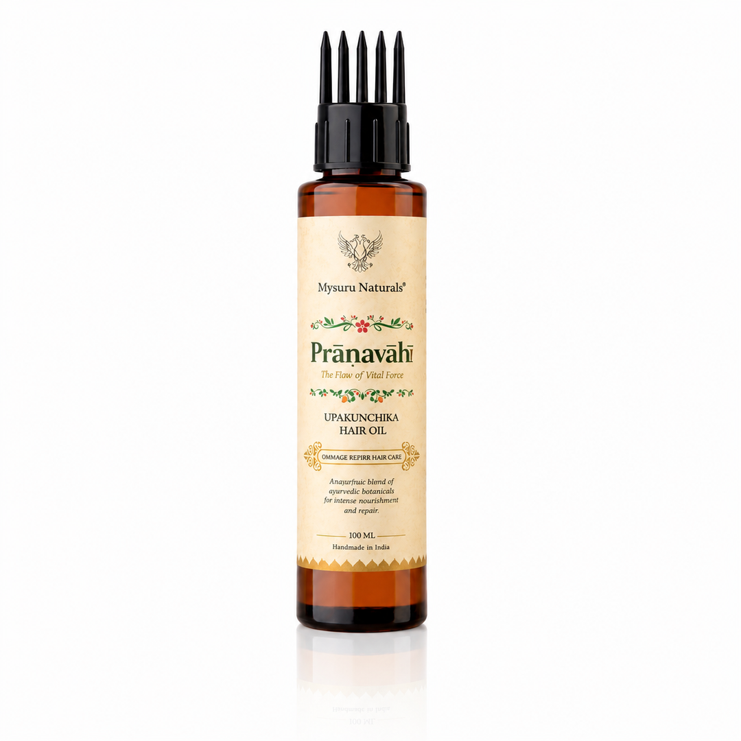 Pranavahi hair oil bottle with a white background